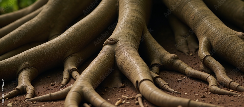 Fototapete technology-inspired rendering of a tree of life featuring intricate roots