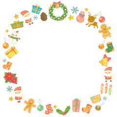 クリスマスイメージ 円形フレーム 枠