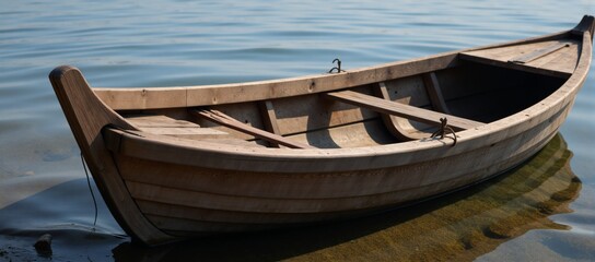 Rustic wooden raft set for tranquil waterway exploration