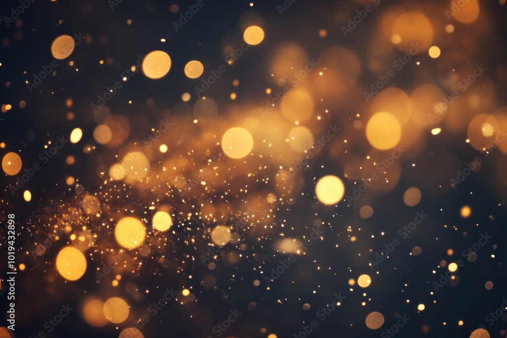 Poster bokeh, golden, sparkles, festive background with soft lights this image features a dreamy compositio