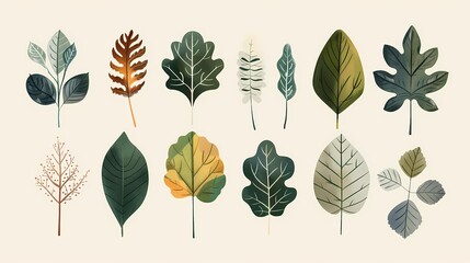 Obraz premium Watercolor Leaf Collection Poster Background