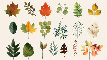 Naklejka premium Watercolor Leaf Collection Poster Background