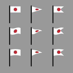 japan flag vector icons set