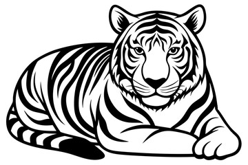 Cute tiger tired and sleeping vector art illustration