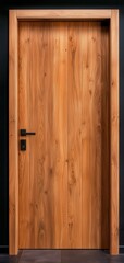 Modern wooden door design, isolated on a clean background.