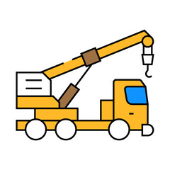 crane truck construction vehicle line icon vector. crane truck construction vehicle sign. isolated symbol illustration