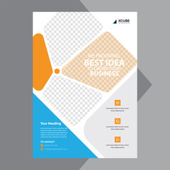 Corporate business flyer template design set with blue, orange, red and yellow color. marketing, business proposal, promotion, advertise, publication, cover page. new digital marketing flyer