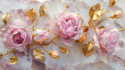Pink and Gold Crystal Rose Poster Background