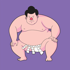 Sumo wrestler in traditional attire cartoon illustration