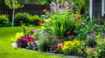 Vibrant Home Garden in Full Bloom