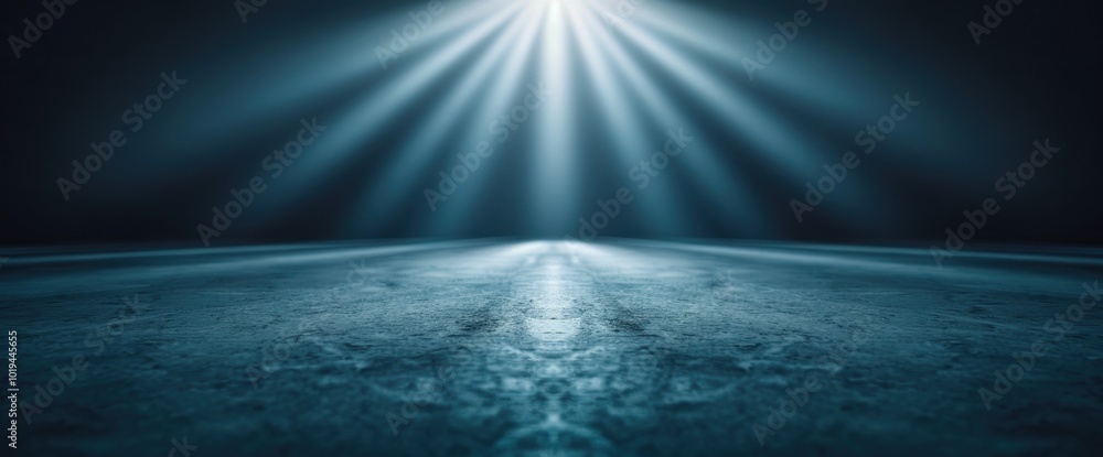 Poster mysterious ambient lighting and reflective floor in a dark setting