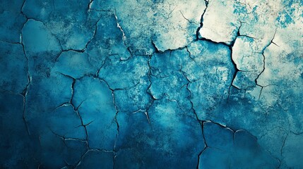 Obraz premium Abstract blue texture with cracks, aged look,