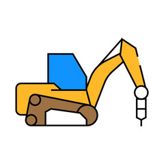 construction drill vehicle line icon vector. construction drill vehicle sign. isolated symbol illustration