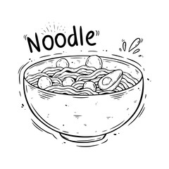 tasty noodle ramen hand draw. japanese ramen with sketch style