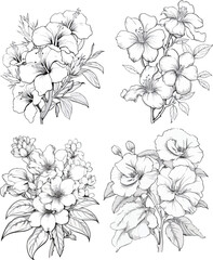 set of flowers