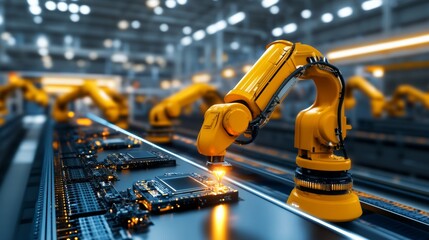 Industrial Robot Arm Assembly Line Automation Manufacturing
