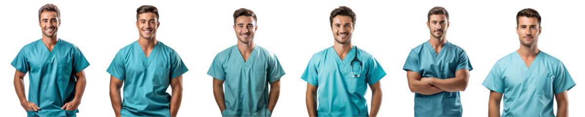 young happy male nurse on transparent background