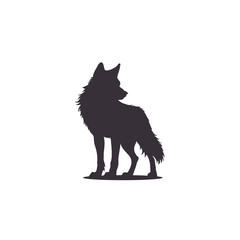 Silhouette of a howling wolf, isolated white background, Vector Illustrations Majestic wolf Silhouette mascot.