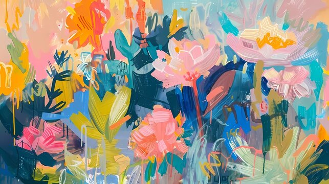 gouache botanical gardens painting poster background