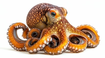Obraz premium A Close-Up View of a Brown and Yellow Octopus with Prominent Eyes