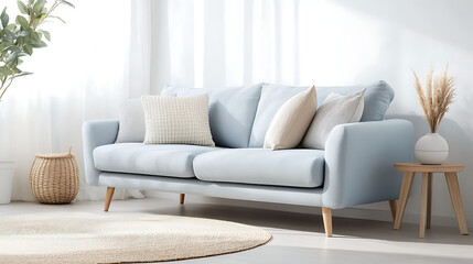 Modern living room interior with stylish comfortable sofa