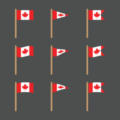 canada flag vector icons set