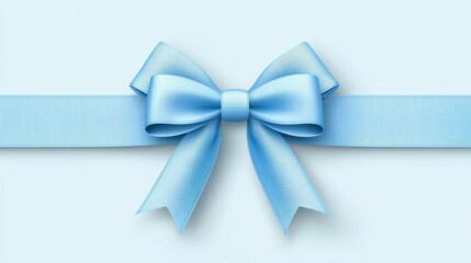 An elegant illustration of a light blue ribbon tied into a bow against a soft background, symbolizing celebration, gifts, or special occasions..