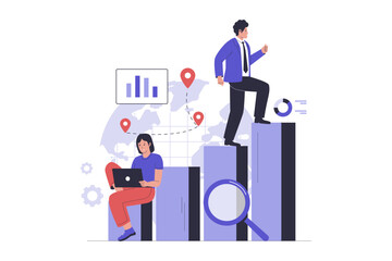 Business scale up illustration concept. Illustrations for websites, landing pages, mobile applications, posters and banners. Trendy flat vector illustration