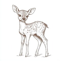 Cute illustrated fawn with spotted coat