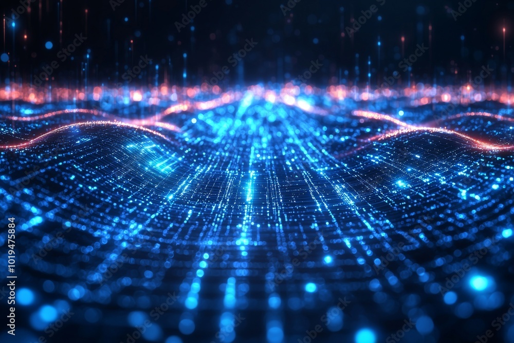 Wall mural digital technology background of data and network