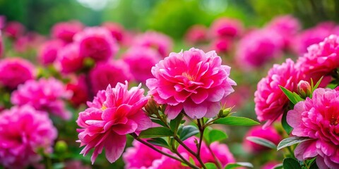 Fototapeta premium Vibrant Bright Pink Flowers Blooming in a Garden Creating a Cheerful and Colorful Atmosphere