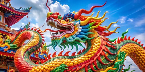 Fototapeta premium Vibrant Chinese New Year Dragon Clip Art for Celebrations and Cultural Events, Ideal for Design Projects