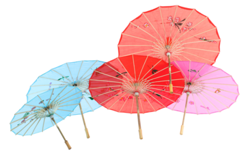 PNG, Colored Japanese umbrellas, isolated on white background