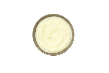 PNG, Mashed potatoes in bowl, isolated on white background, top view