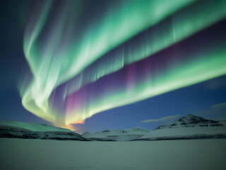 Naklejka premium beautiful aurora borealis northern lights in the sky 