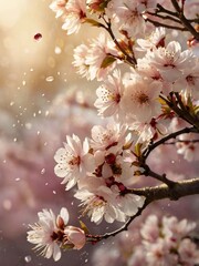 Obraz premium an illustration of a cherry blossom tree with flower petals