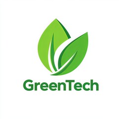 GreenTech logo featuring vibrant green leaves