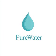 Minimalist Pure Water Logo Design with Teardrop Icon