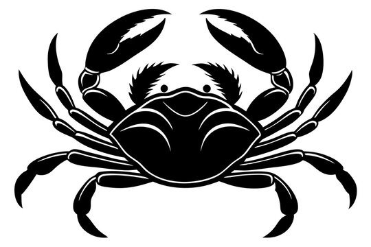 black crab silhouette, claws up, white background clip art preview