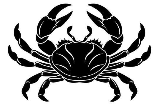 black crab silhouette on white background clip art preview