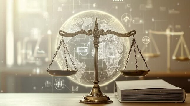 Justice Day. The scale of justice in the world concept