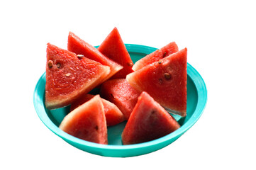 Peeled and cut watermelon served ready to eat