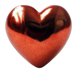 Shiny Red Heart Illustration on Transparent Background, Isolated PNG for Design Elements and Overlays