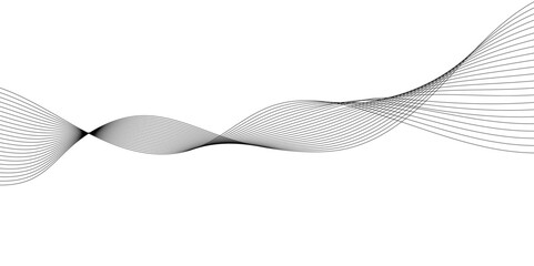 Vector abstract wavy and curve line art flowing dynamic grey isolated on transparent background in concept luxury, wave, wind, ocean, technology, science, music, sound, banner, poster