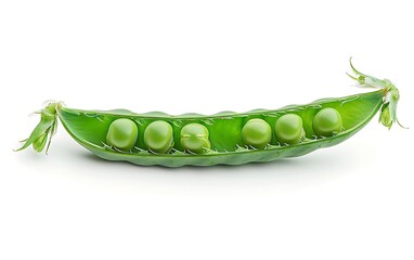 Fresh green peas with pods isolated on white background. Vector illustration.