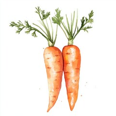 Carrots Vegetable Botanical Illustration
