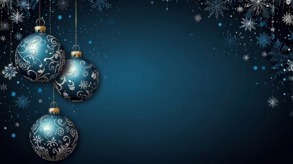 Festive Christmas Background with Red and Gold Baubles and Snowy Accents