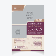 event rentals & event planning services flyer layout