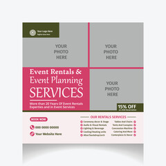 event rentals & event planning services social media post
