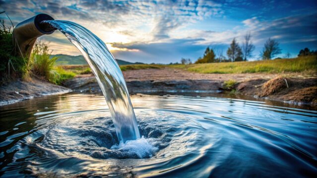 Water flowing from underground Artesian aquifer, nature, spring, water source, underground, natural, clear, flowing